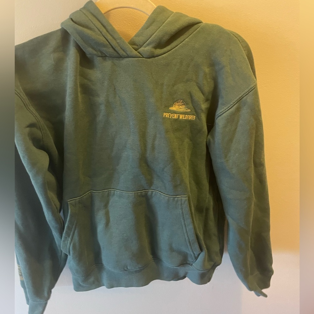 Green Hoodie with Prevent Wildfires Logo